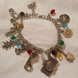 Charming Silver Bracelet with Colorful Charms